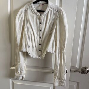 Pilcro Cream Cropped Button-Front Jacket - Anthropologie